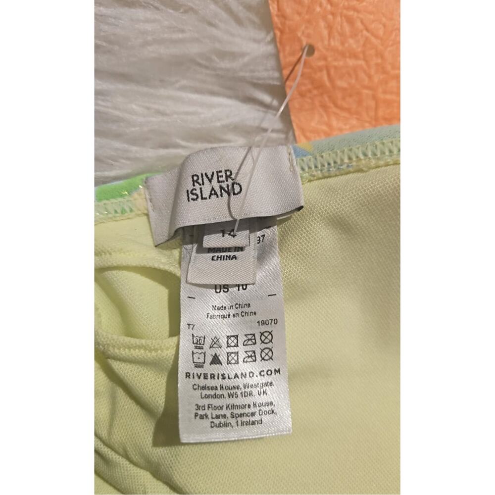 River Island Wave Green Tankini Crop Top w/ Chain Straps Size 14/US 10 NWT - Picture 4 of 5